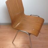 Multiplied wooden chair and chrome feet, vintage 60/70s