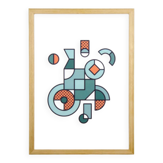 Illustration - Affiche A3 abstraite géométrique graphique colorée numérotée #001