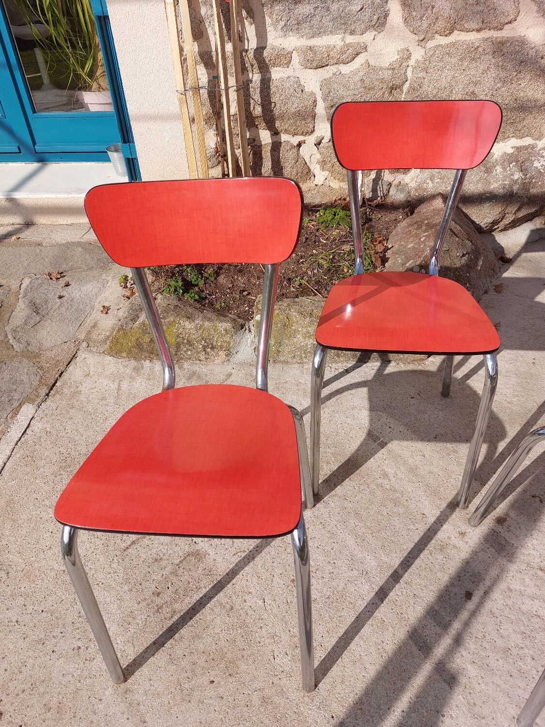 Red formica chairs