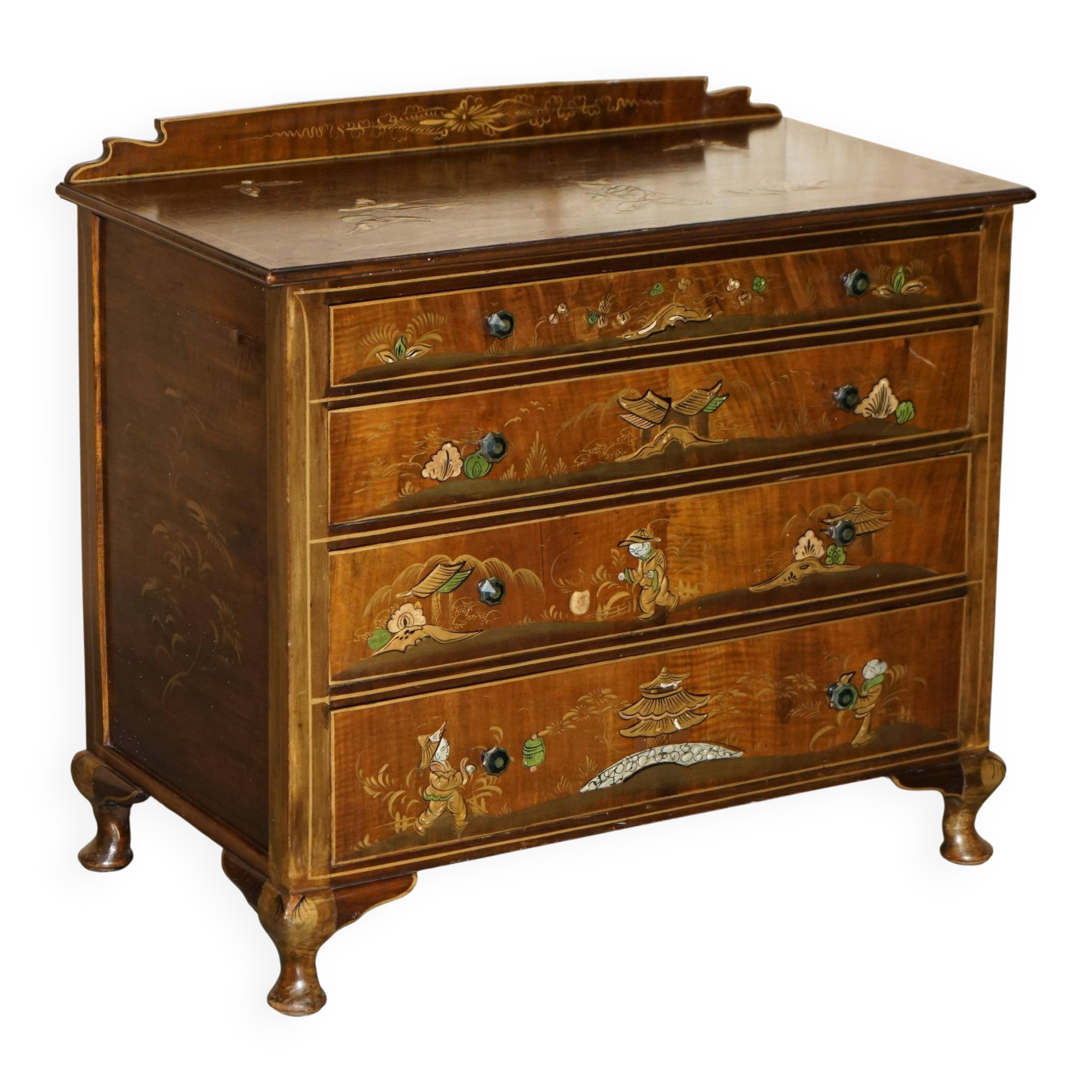 Edwardian chinoiserie commode hand-painted, 1910