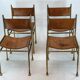 Set of 4 Brass and Leather Chairs by Luciano Frigerio, Italy, 1970s