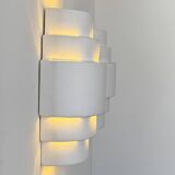 Pair of vintage plaster wall lights, matte white, France, 1980.