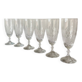 6 engraved antique champagne flutes
