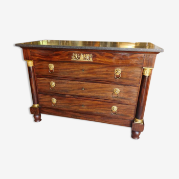 Empire dresser 4 drawers in mahogany and bronze
