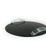 Hollywood regency black glass tray, Italy 1970s