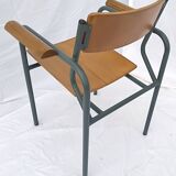 armchair tubular structure wooden seat and armrests