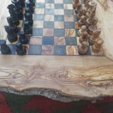 Rustic chess games made of natural olive wood