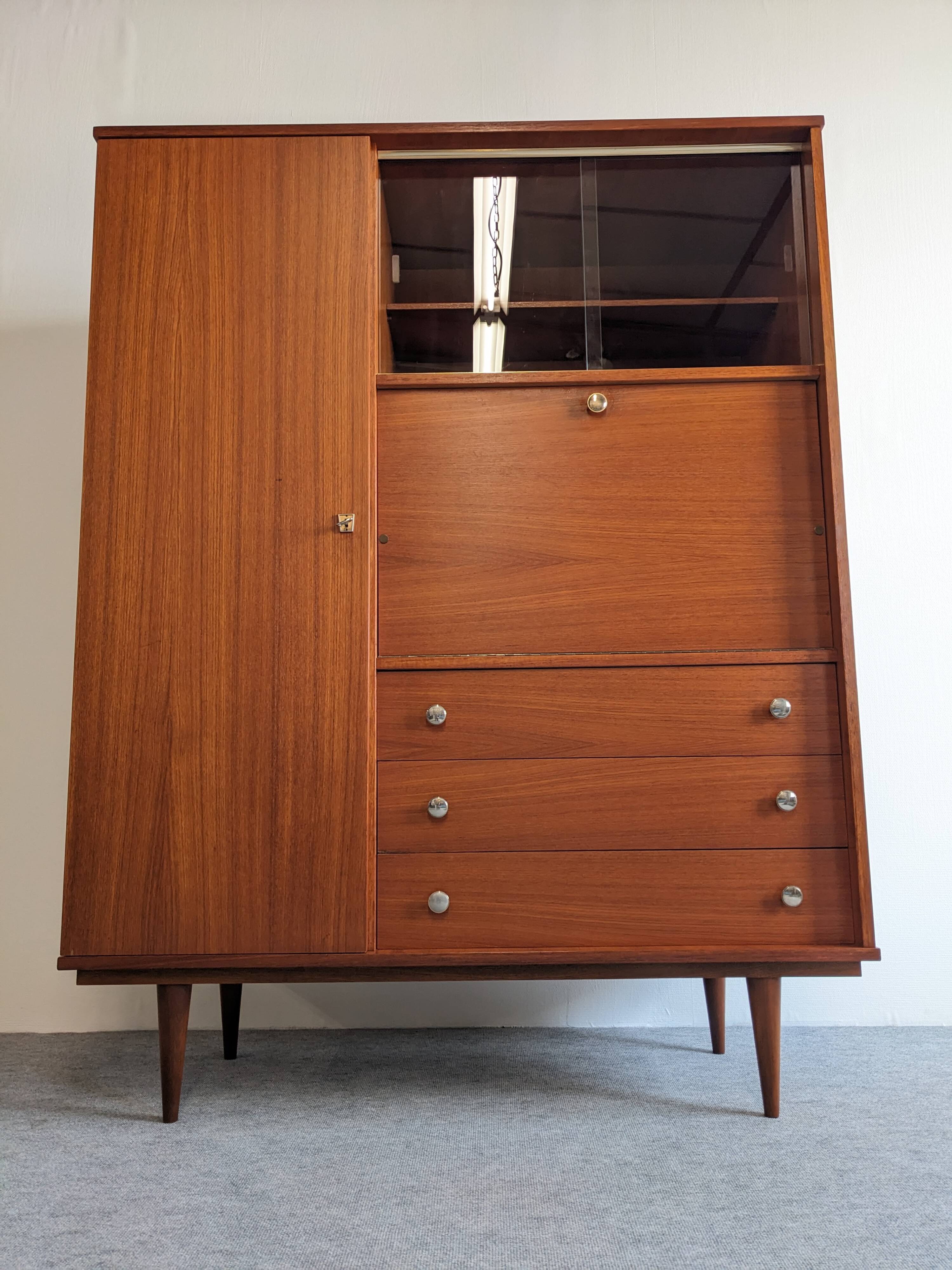 Armoire vitrine et secrétaire en palissandre années 50/60
