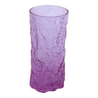 Mauve glass bark-patterned goblet vase, 1960s
