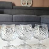 Lot of 6 x Cognac/Brandy glasses. Cut Bohemian crystal. Boho chic.