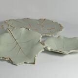 Art Deco Pistachio and Gold Leaf Plates Viloca Paris Caffarelli