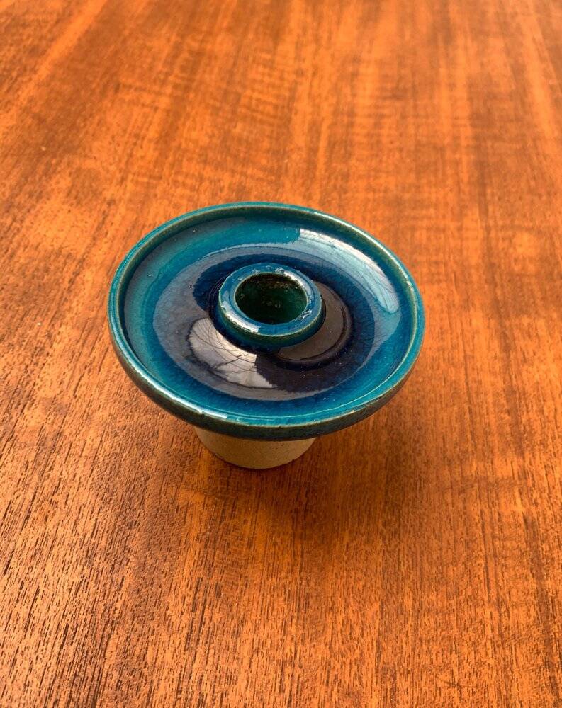 Danish ceramic candlestick from the mid-century by Herman A. Kähler for Hak, 1960s.