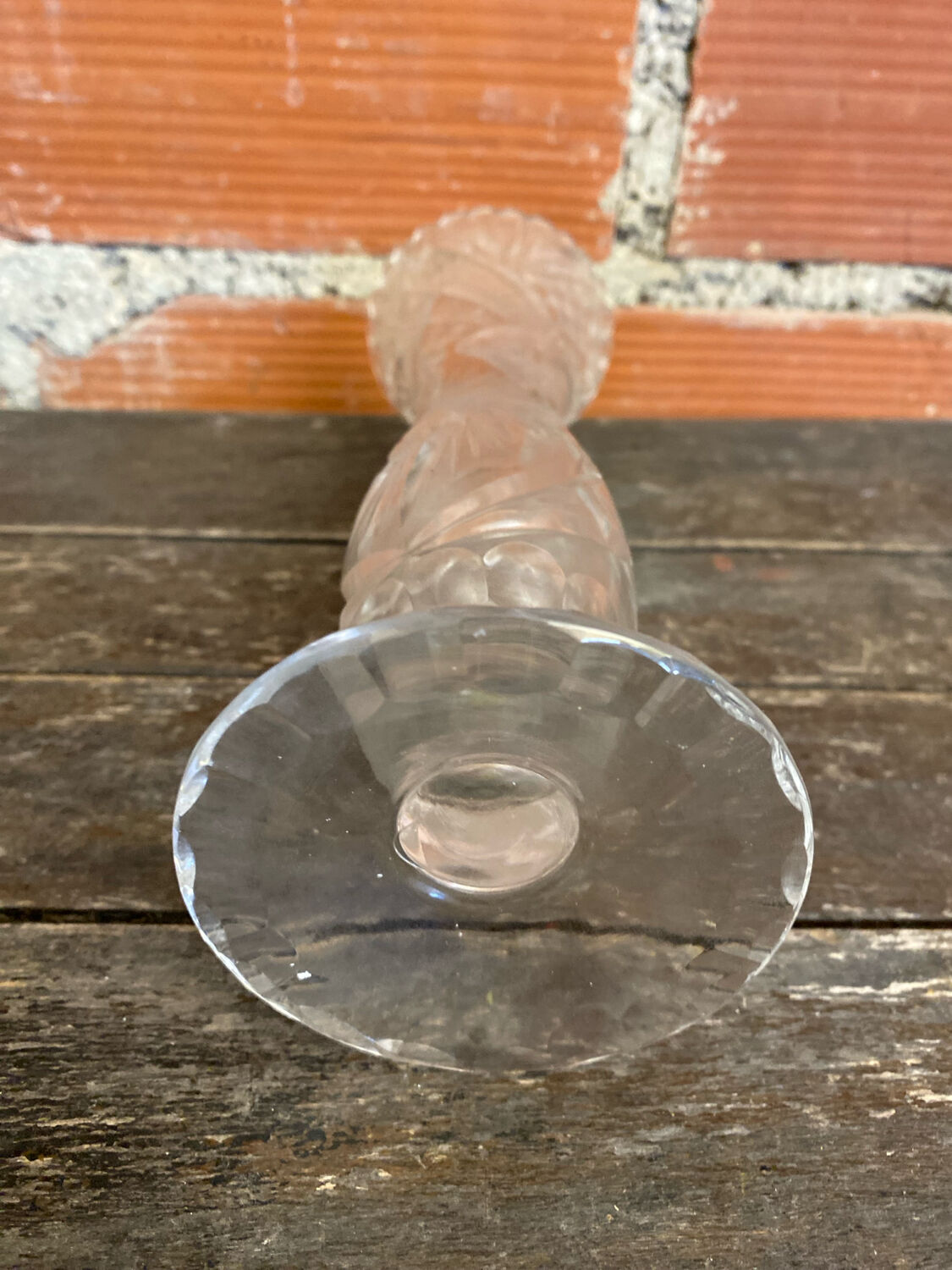 Vintage 1970s Cut Crystal Bohemian Vase #C866