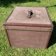Antique travel trunk, wooden and leather transport case, 1900