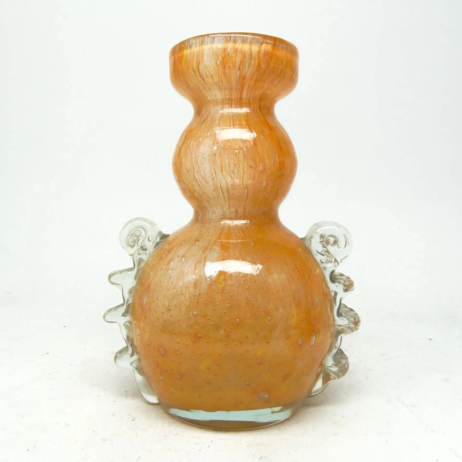 Postmodernism vase, orange glass, Łysa Góra Glassworks, Poland, 1970s