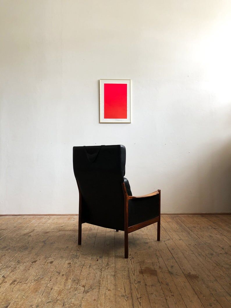 Danish leather and Rosewood armchair