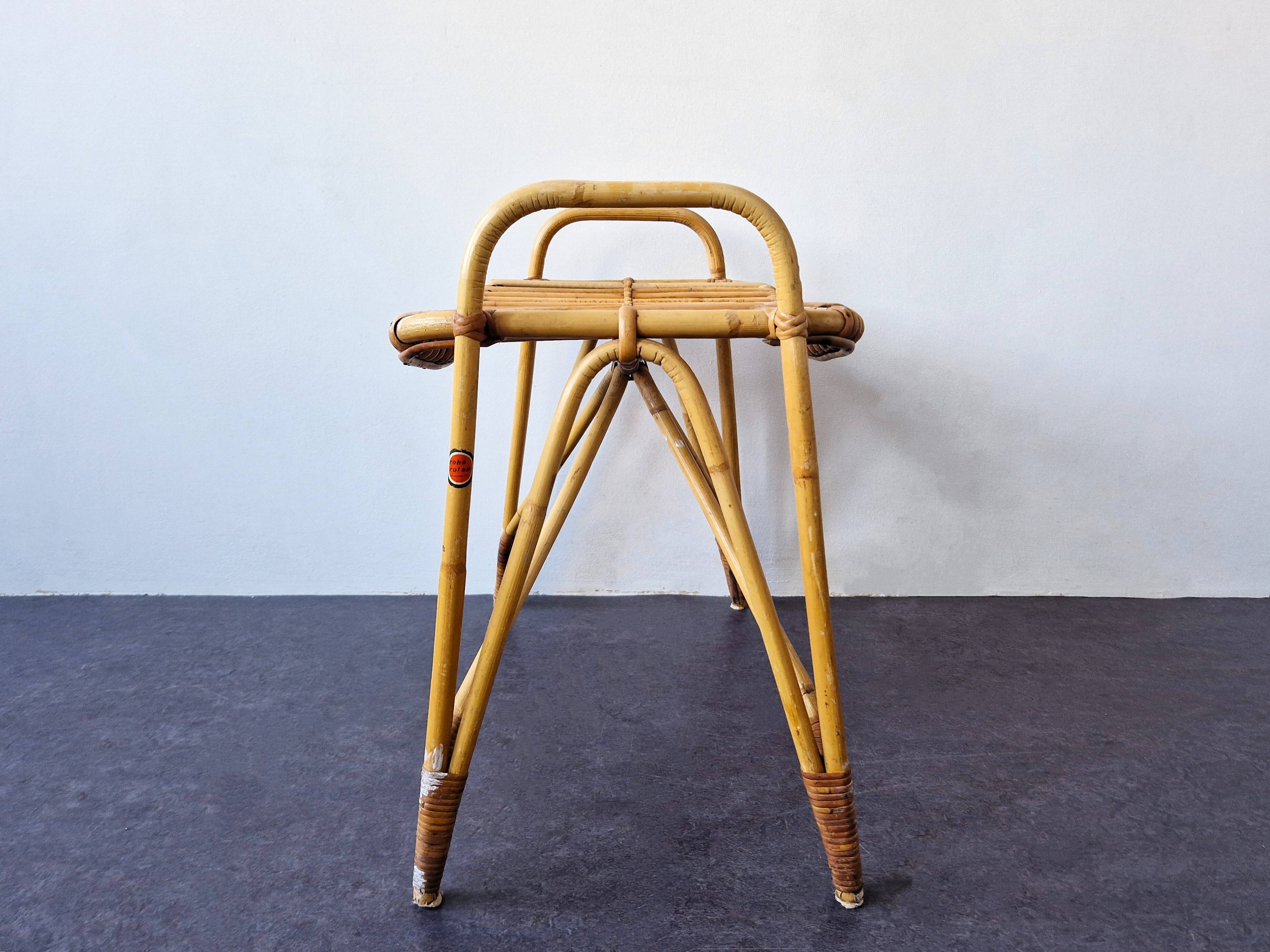 Rattan footstool for Rohé Noordwolde, The Netherlands 1960's