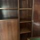 Rosewood desk, armchair and bookshelf.