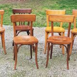 Set of 6 old bistro chairs 2 Thonet and 4 Baumann