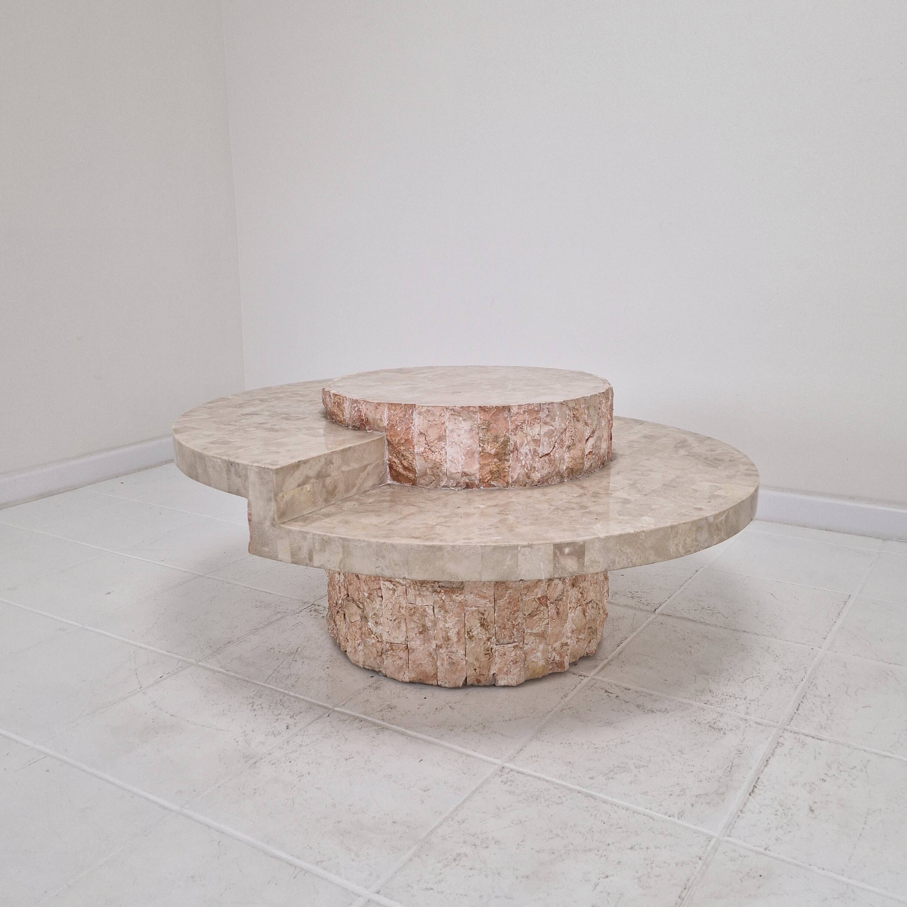 Round Mactan or Fossil Stone Coffee Table by Magnussen Ponte, 1980s