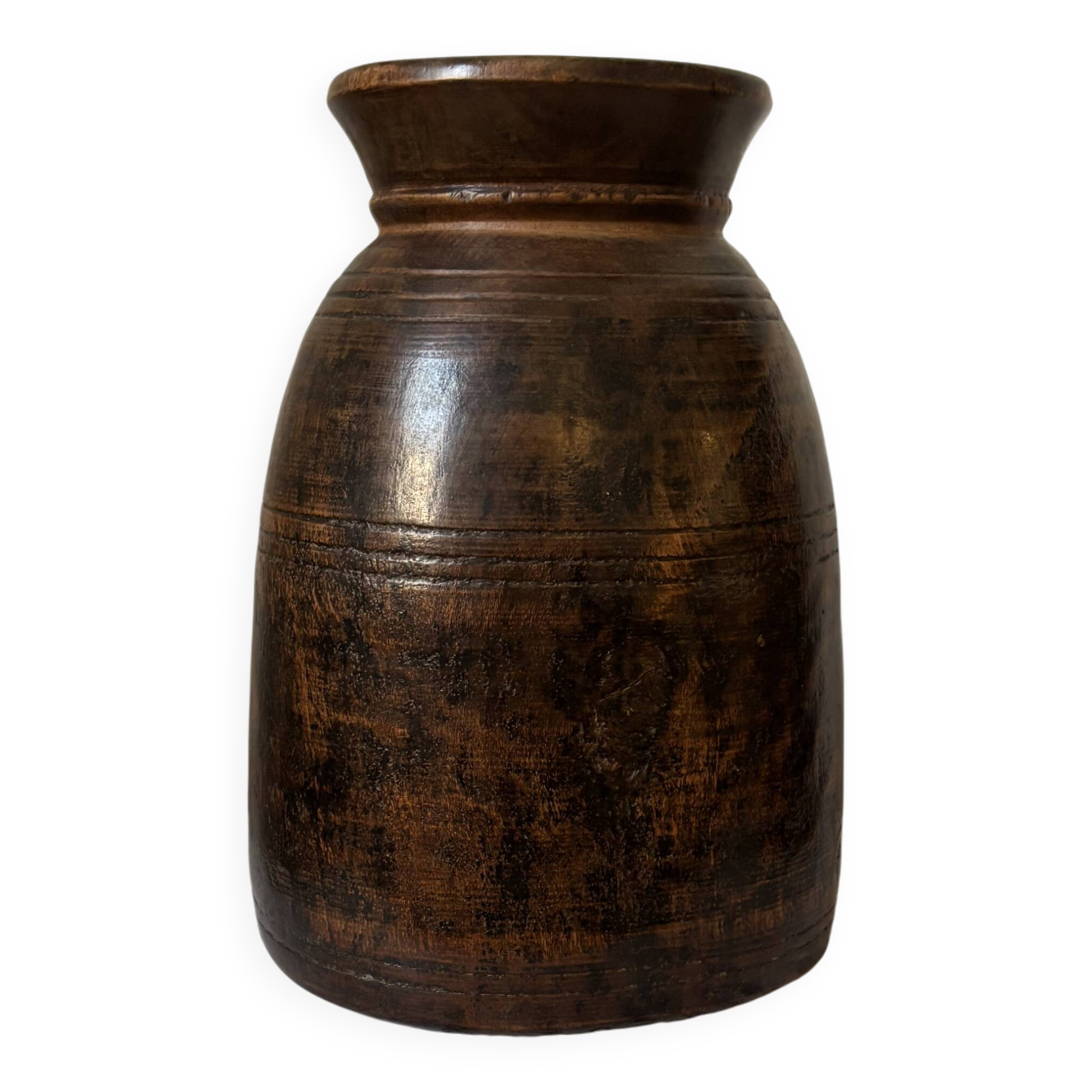 African Vase Solid Wood - Primitive Art - Wabi Sabi Sculpture