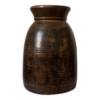 African Vase Solid Wood - Primitive Art - Wabi Sabi Sculpture