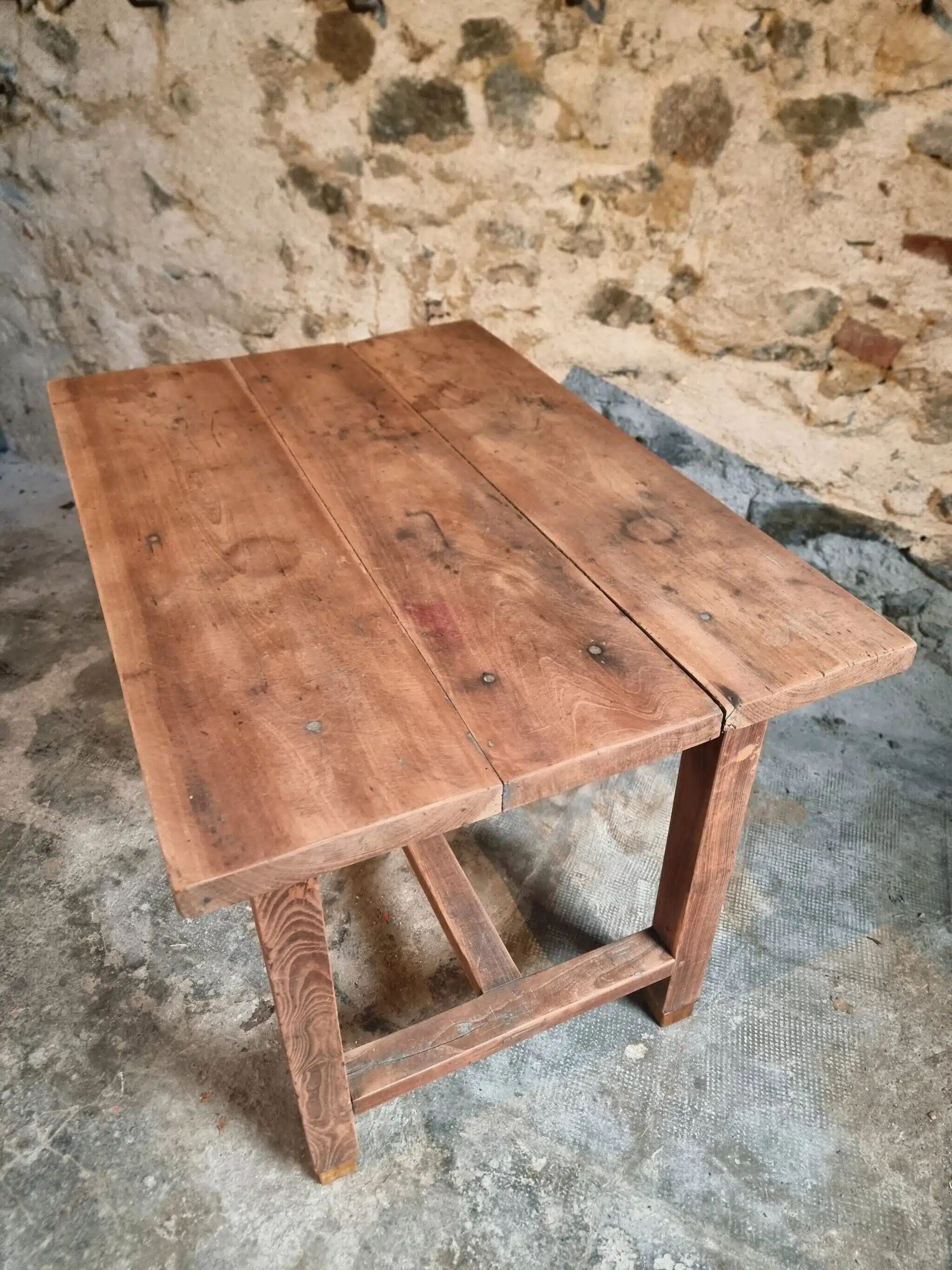 French antique writing desk / work table in cherry wood, 19th century