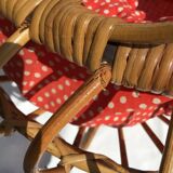 Rattan worker rumbles fabric size red white peas