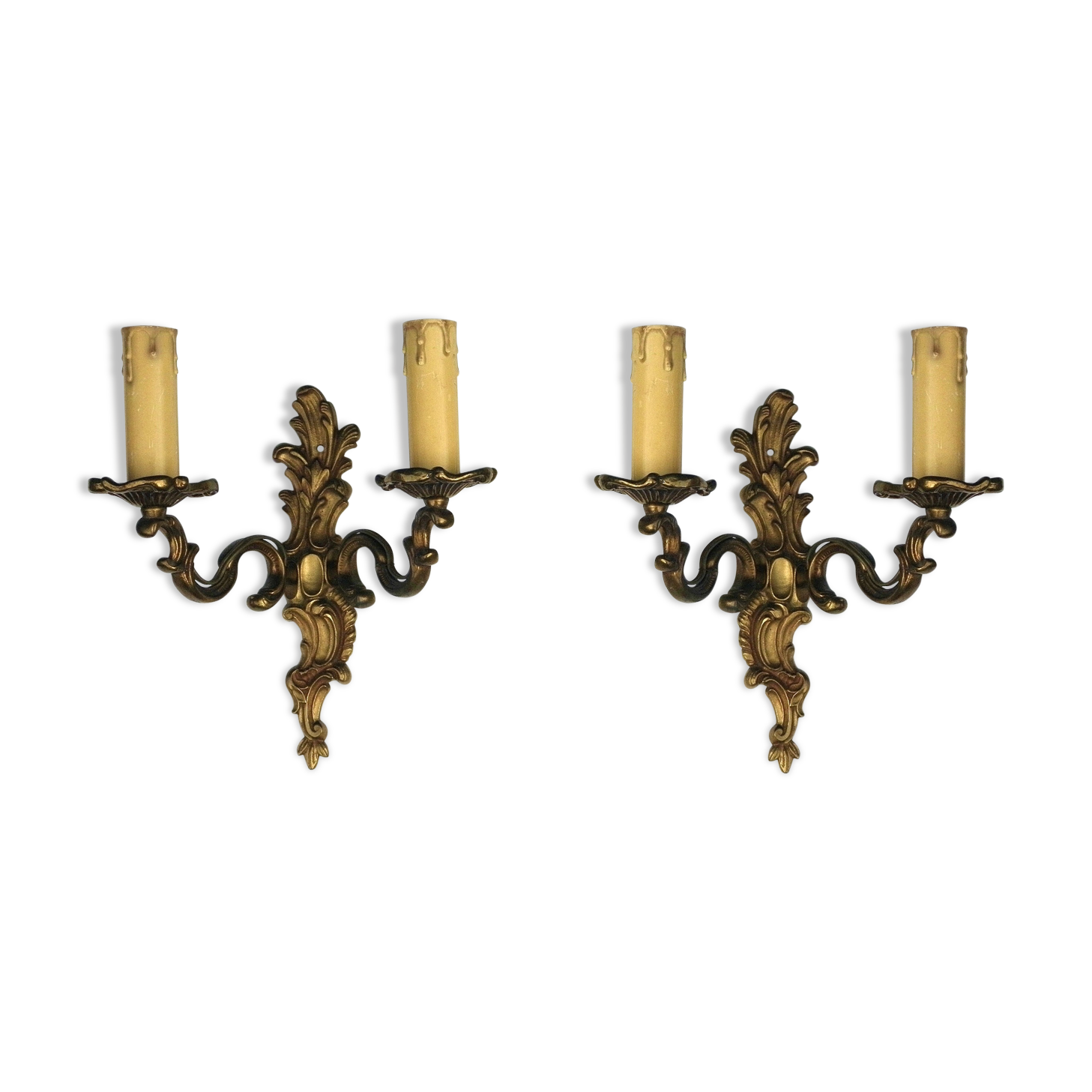 Pair of gold brass sconces