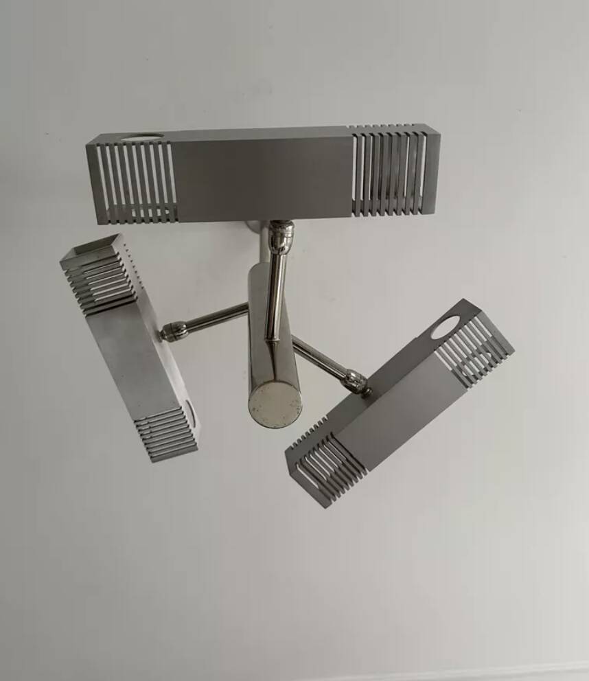 Henri Mathieu chandelier in chromed metal France 1960