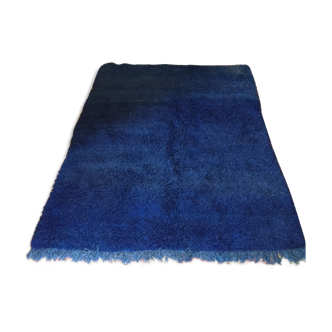 Carpet Berber handcrafted cobalt blue, colors natural pure wool 210 x 165