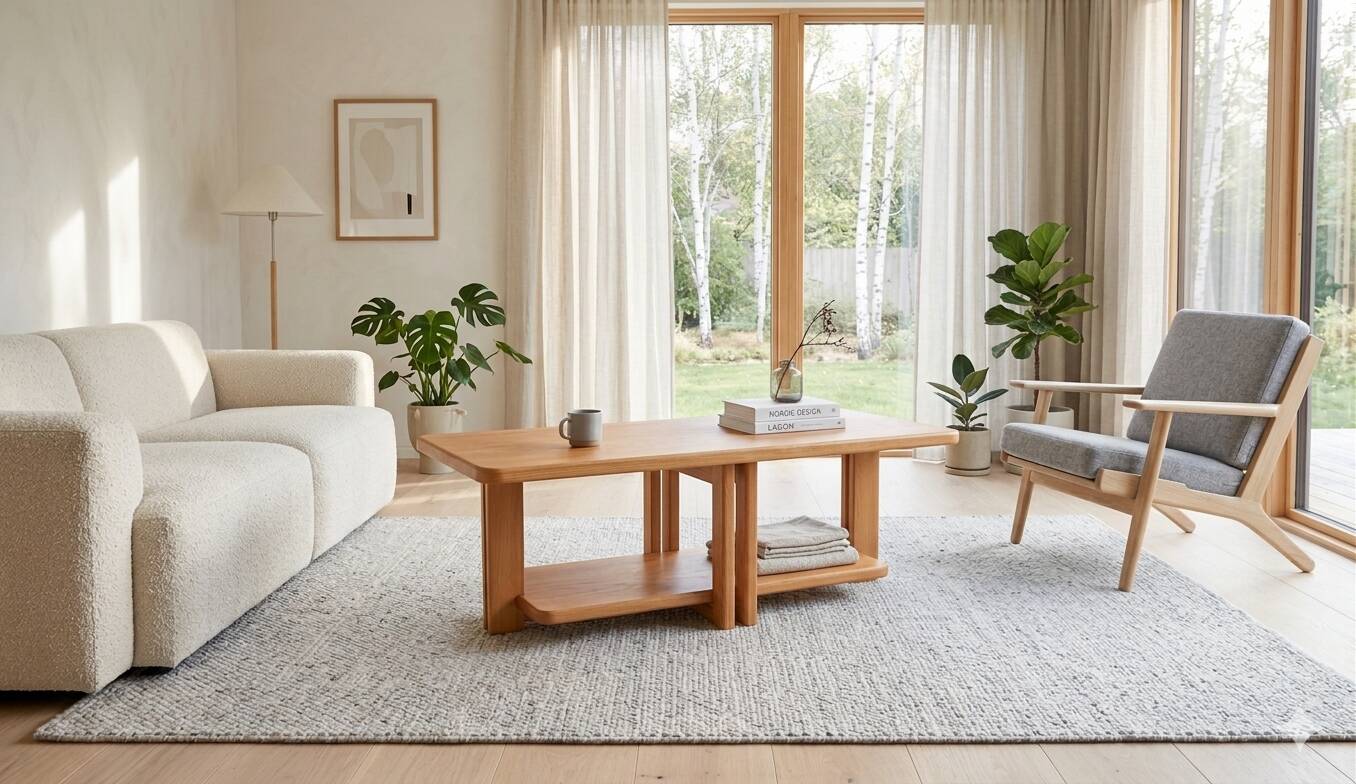 Large coffee table in solid elm