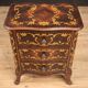 Pair of Italian inlaid bedside tables in walnut, maple and beech