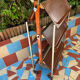 Folding serving table Textable on wheels platex