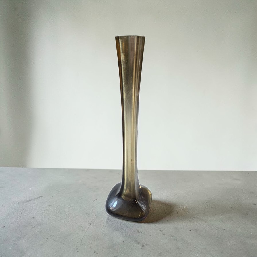 Amber glass flower holder