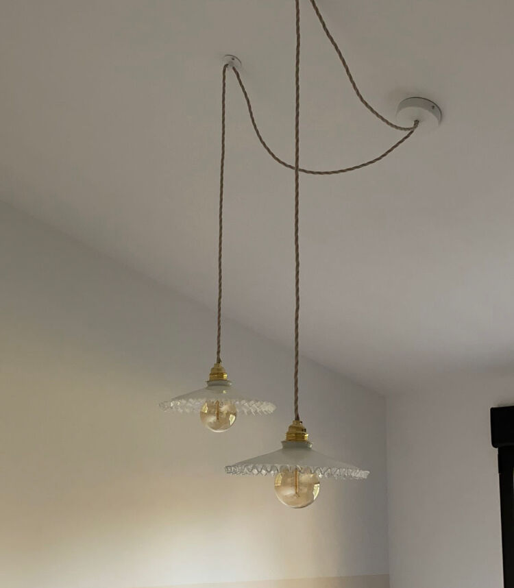 Art Deco glass pendant lamp from Clichy 30s
