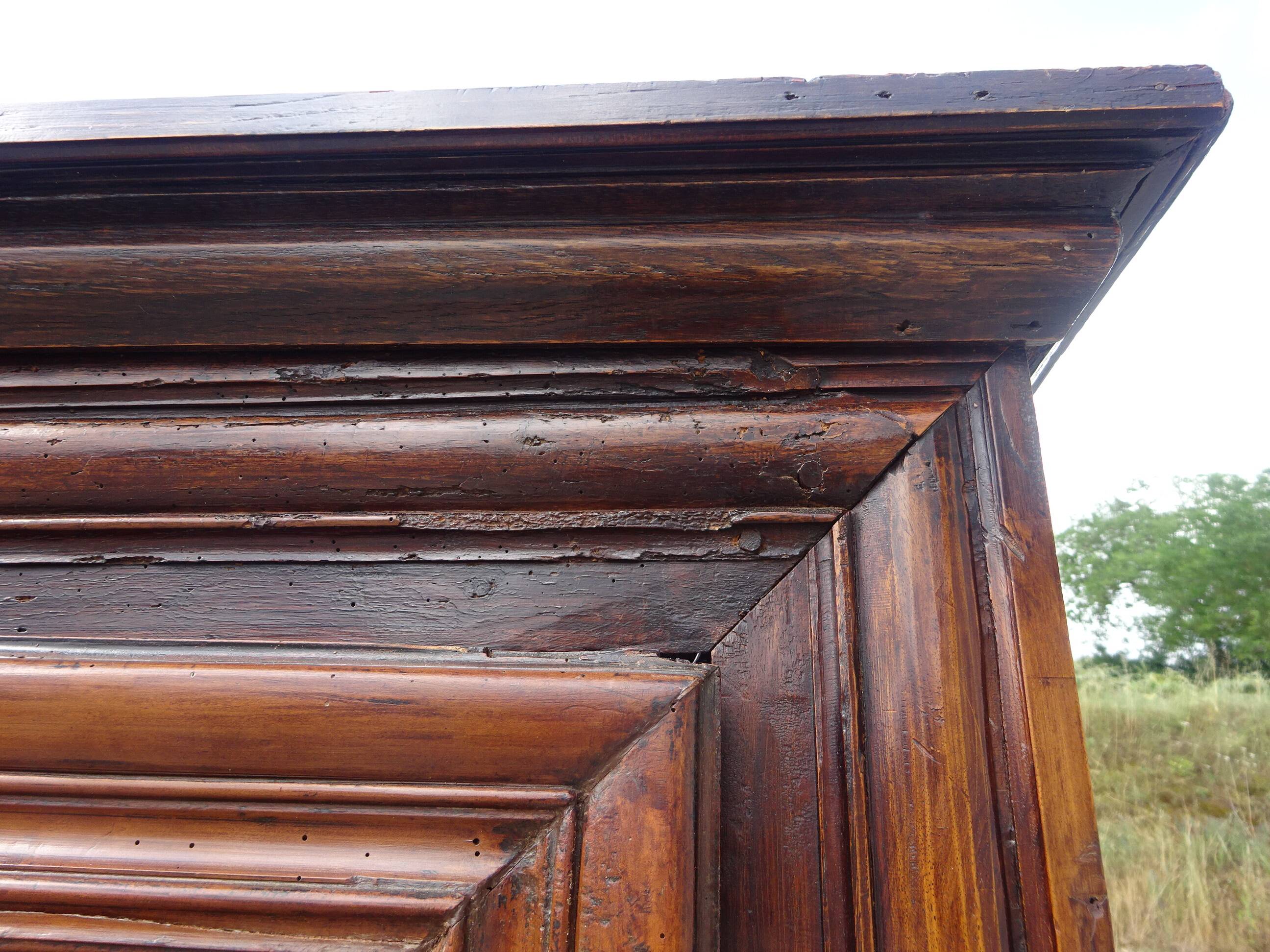 Antique Louis XIII wardrobe in solid walnut