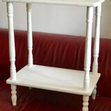 Vintage wooden side table with white patina