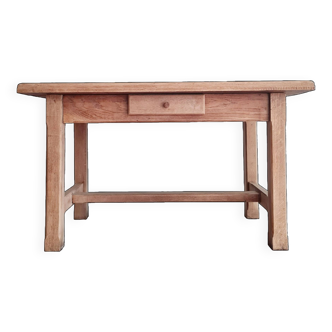 Table de ferme en chêne massif - 1 tiroir