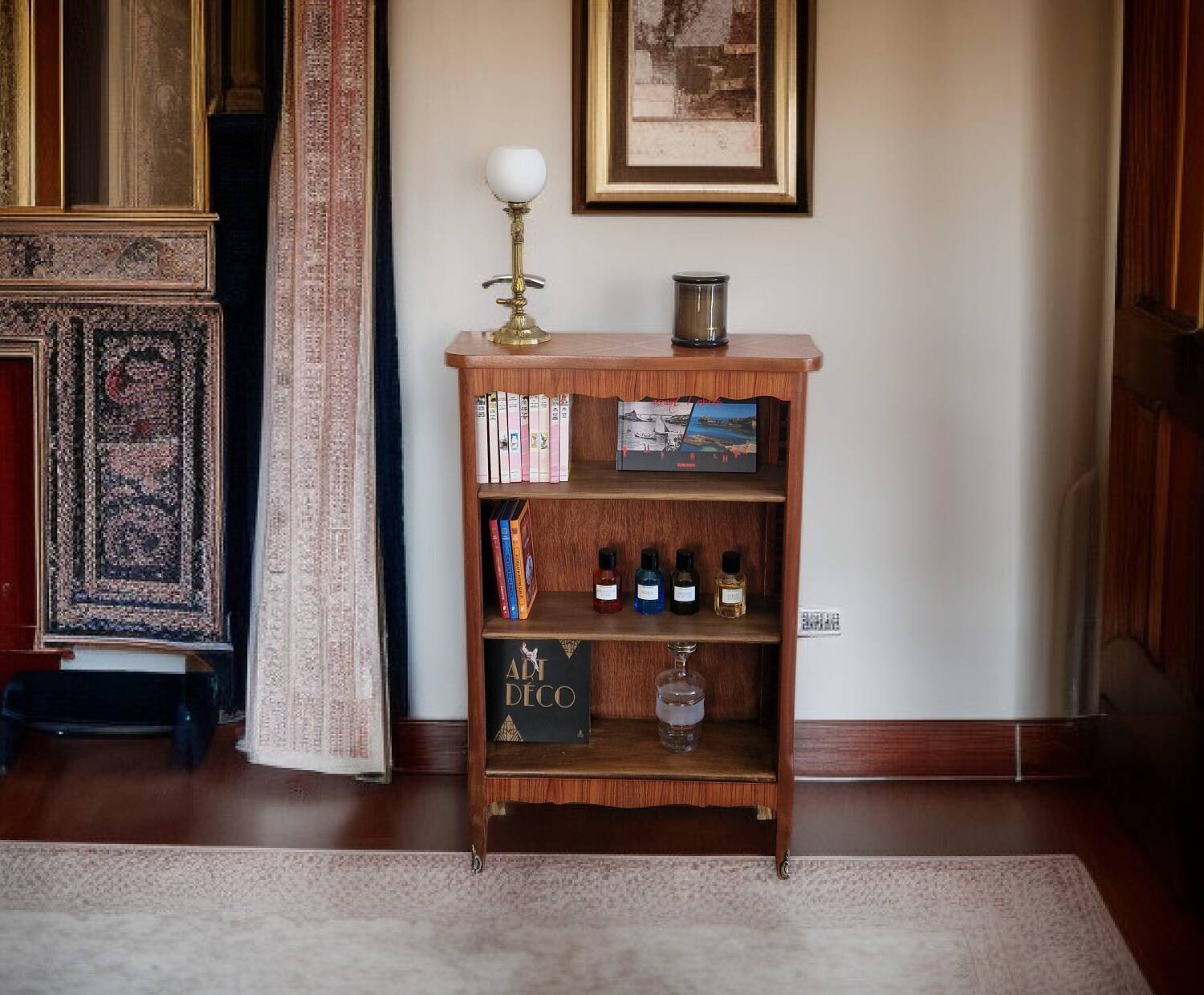 Bibus marquetry in rosewood, Transition style - Mid 20th century