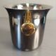 Elizabeth champagne bucket, SAF Inox, 18/10 stainless steel and Zecchino gold, 1970.