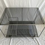 Smoked glass & steel rolling trolley