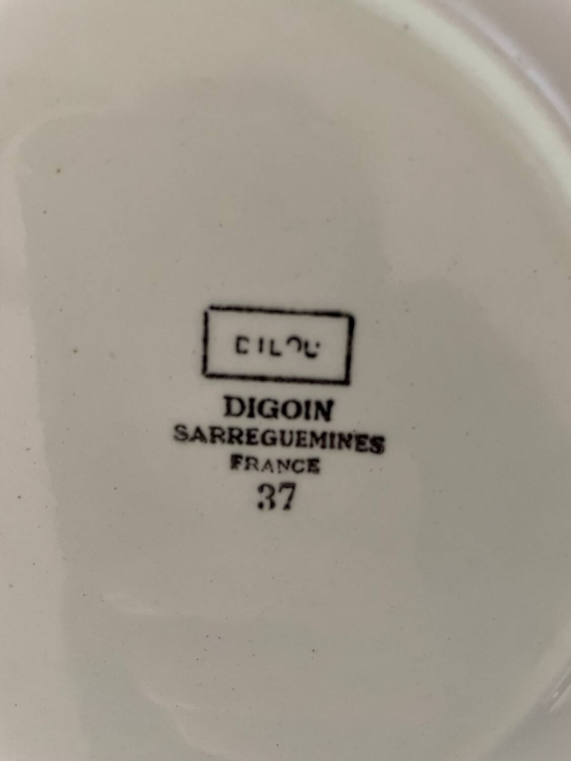 6 Digoin Sarreguemines Adele dinner plates 1940s 1950s