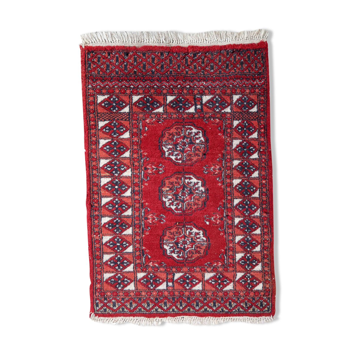 Vintage afghan Ersari handmade carpet 62cm x 88cm 1970s