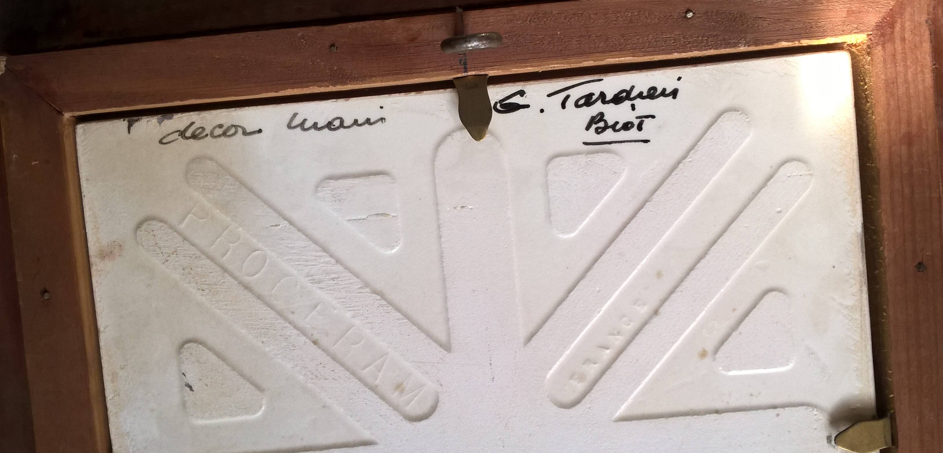 Painting frame painted on ceramic by g. tardieu city of biot fountain