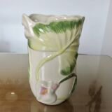Ceramic vase, floral pattern, numbered and signed 70s 80s