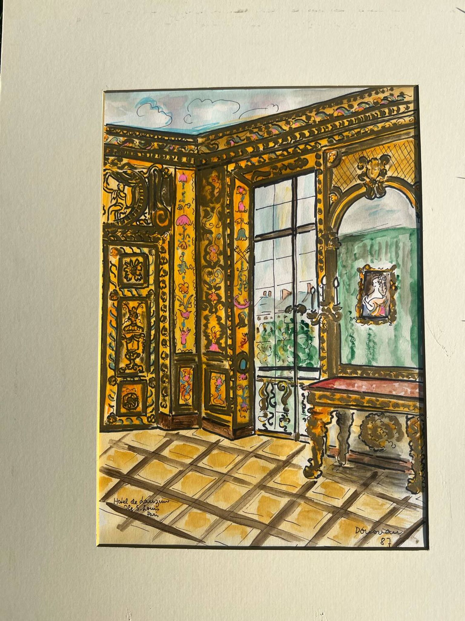 Painted interior scene