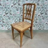 Art Nouveau chair in wood and canework