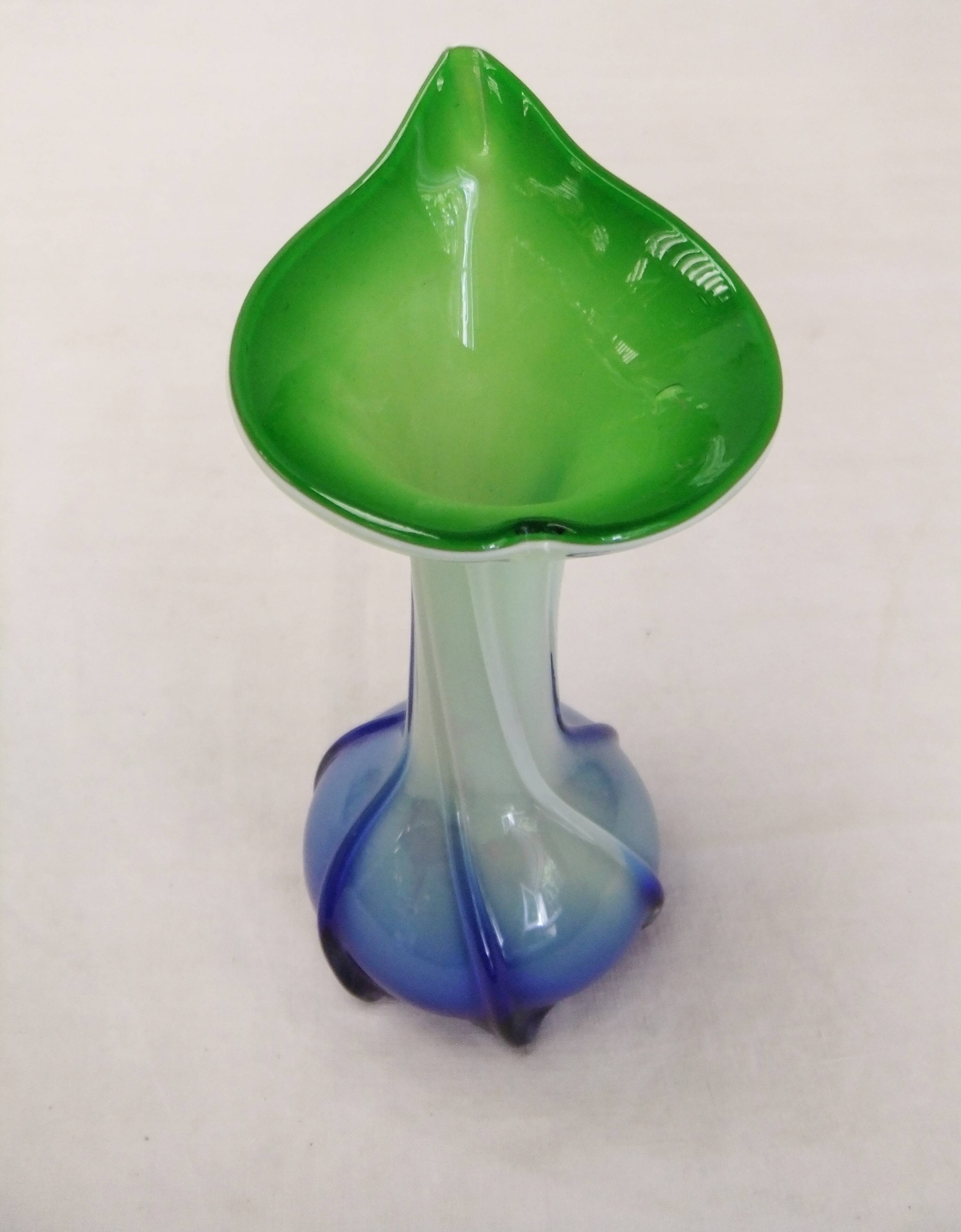 Murano Vase Vintage Floral Soliflore Calla Lily Blown Glass