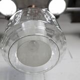 Chandelier 1930 double Opaline blown glass brass and copper